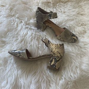 Free People snake skin block heels